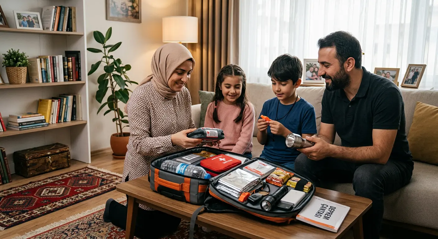 Depreme hazırlık çantası ve acil durum malzemeleri