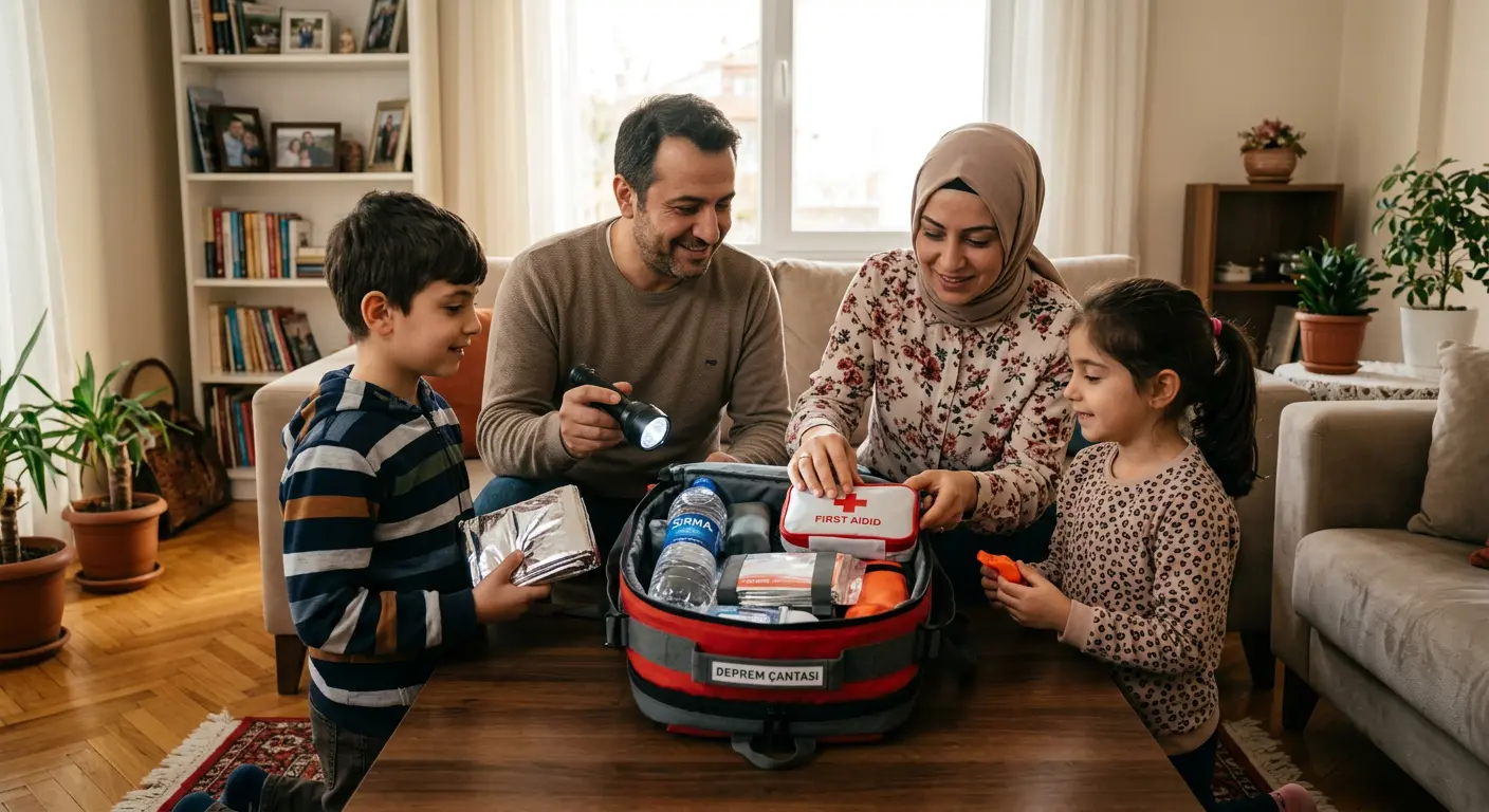 Depreme hazırlık çantası ve acil durum malzemeleri