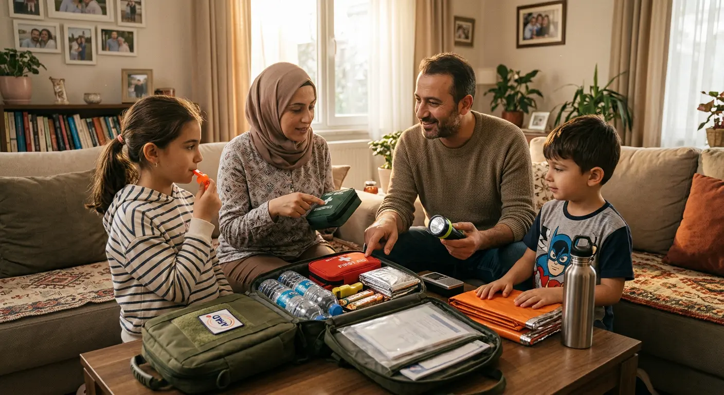 Depreme hazırlık çantası ve acil durum malzemeleri