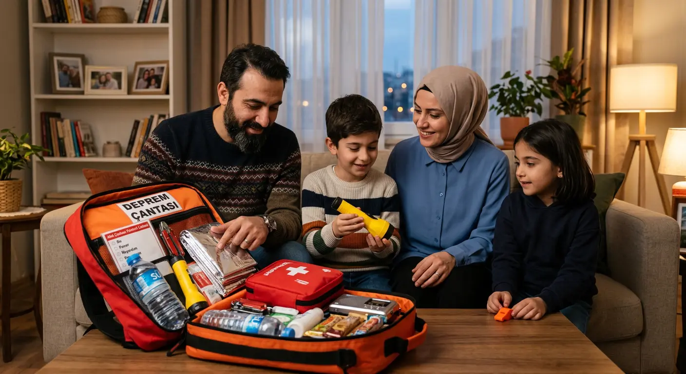 Depreme hazırlık çantası ve acil durum malzemeleri