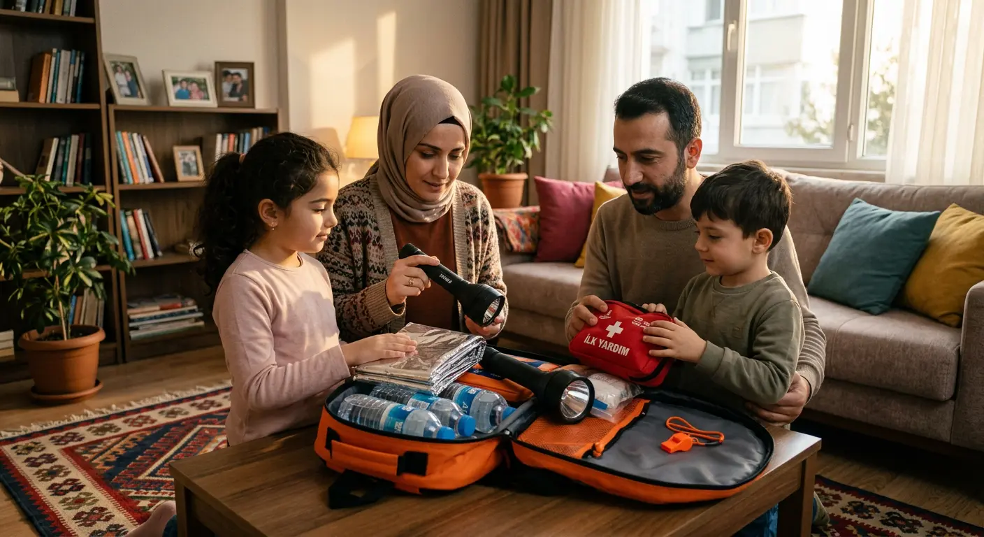 Depreme hazırlık çantası ve acil durum malzemeleri