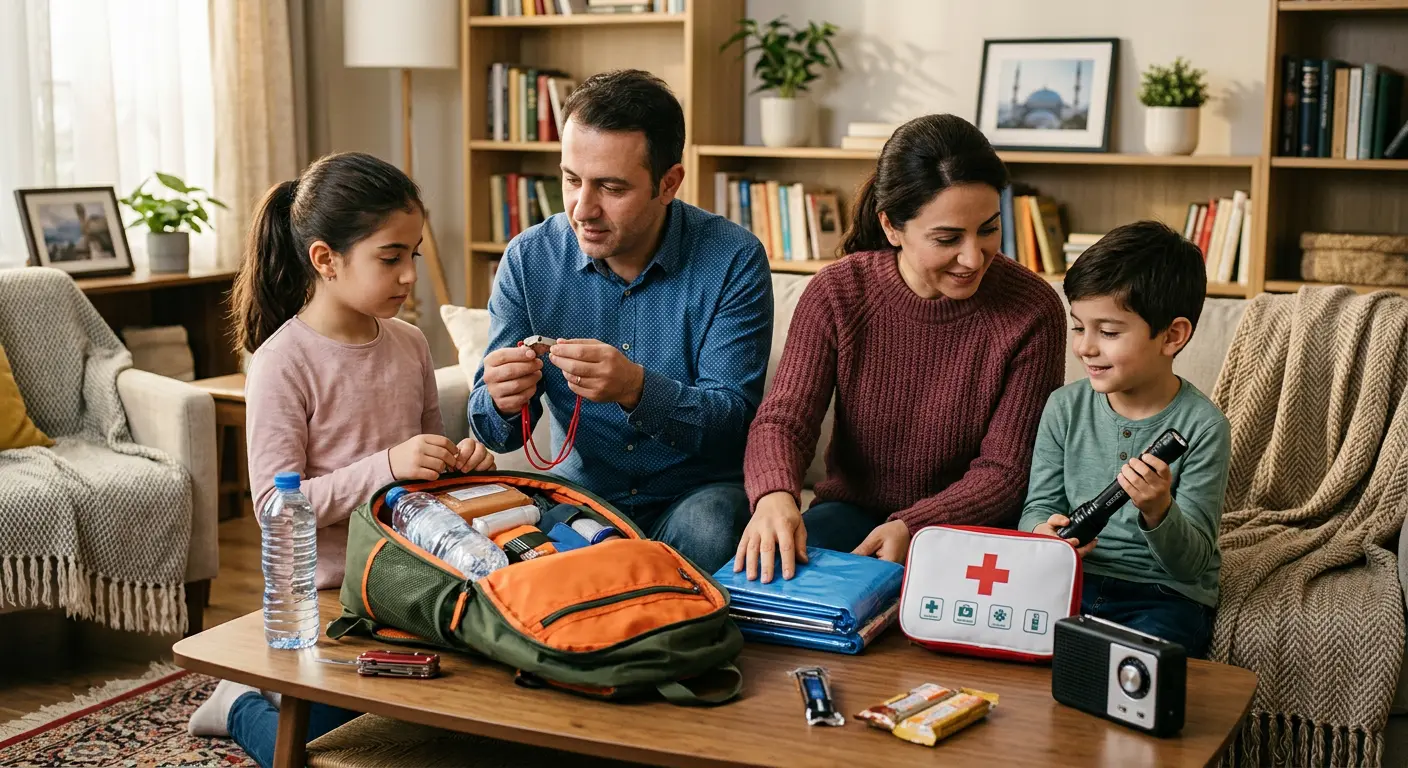Depreme hazırlık çantası ve acil durum malzemeleri