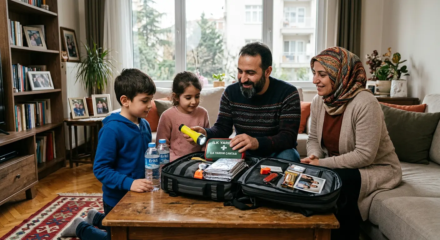 Depreme hazırlık çantası ve acil durum malzemeleri