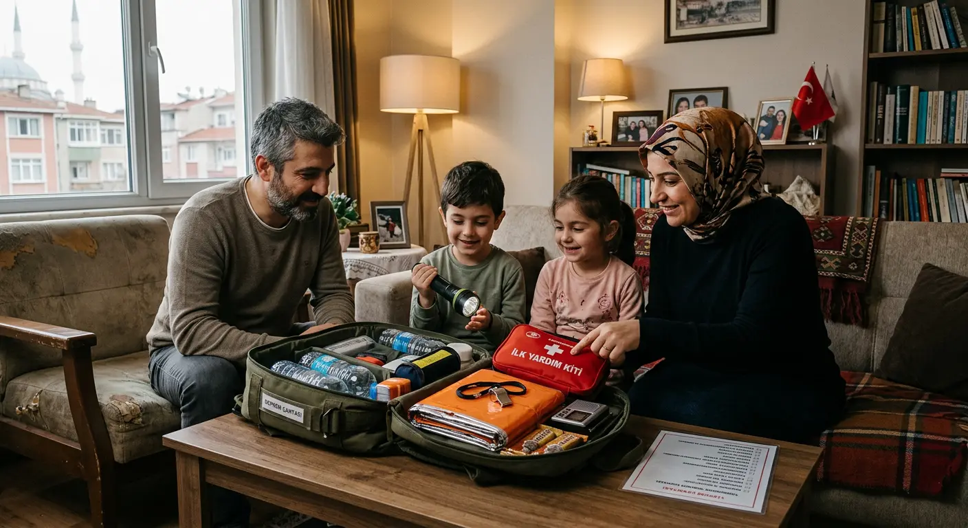 Depreme hazırlık çantası ve acil durum malzemeleri