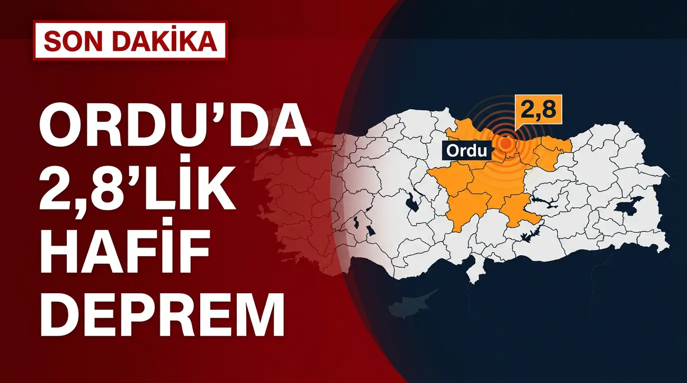 Ordu Yakınlarında Deprem: Niksar Merkezli 2.8 Büyüklüğünde Sarsıntı