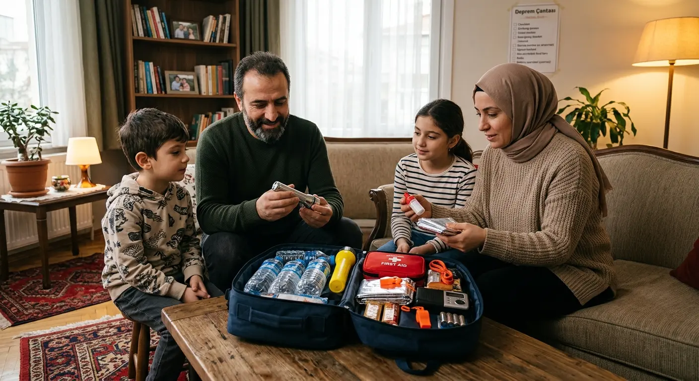 Depreme hazırlık çantası ve acil durum malzemeleri
