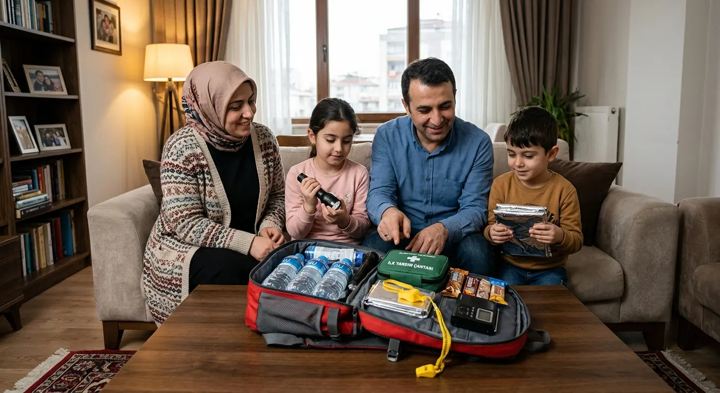 Depreme hazırlık çantası ve acil durum malzemeleri