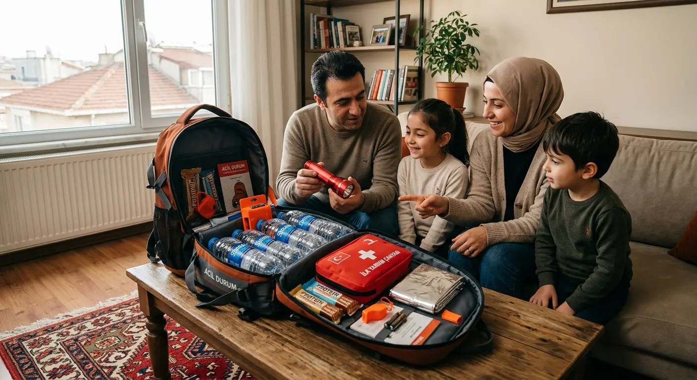 Depreme hazırlık çantası ve acil durum malzemeleri