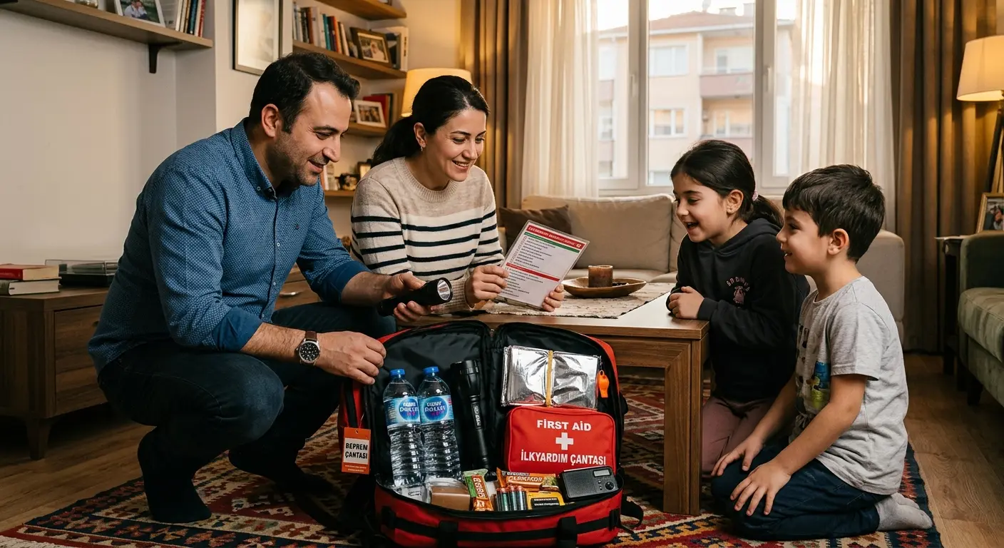 Depreme hazırlık çantası ve acil durum malzemeleri