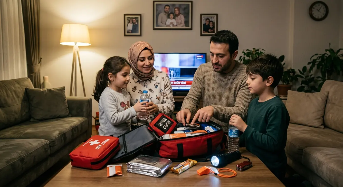Depreme hazırlık çantası ve acil durum malzemeleri
