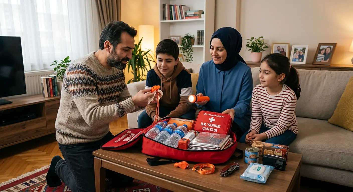 Depreme hazırlık çantası ve acil durum malzemeleri