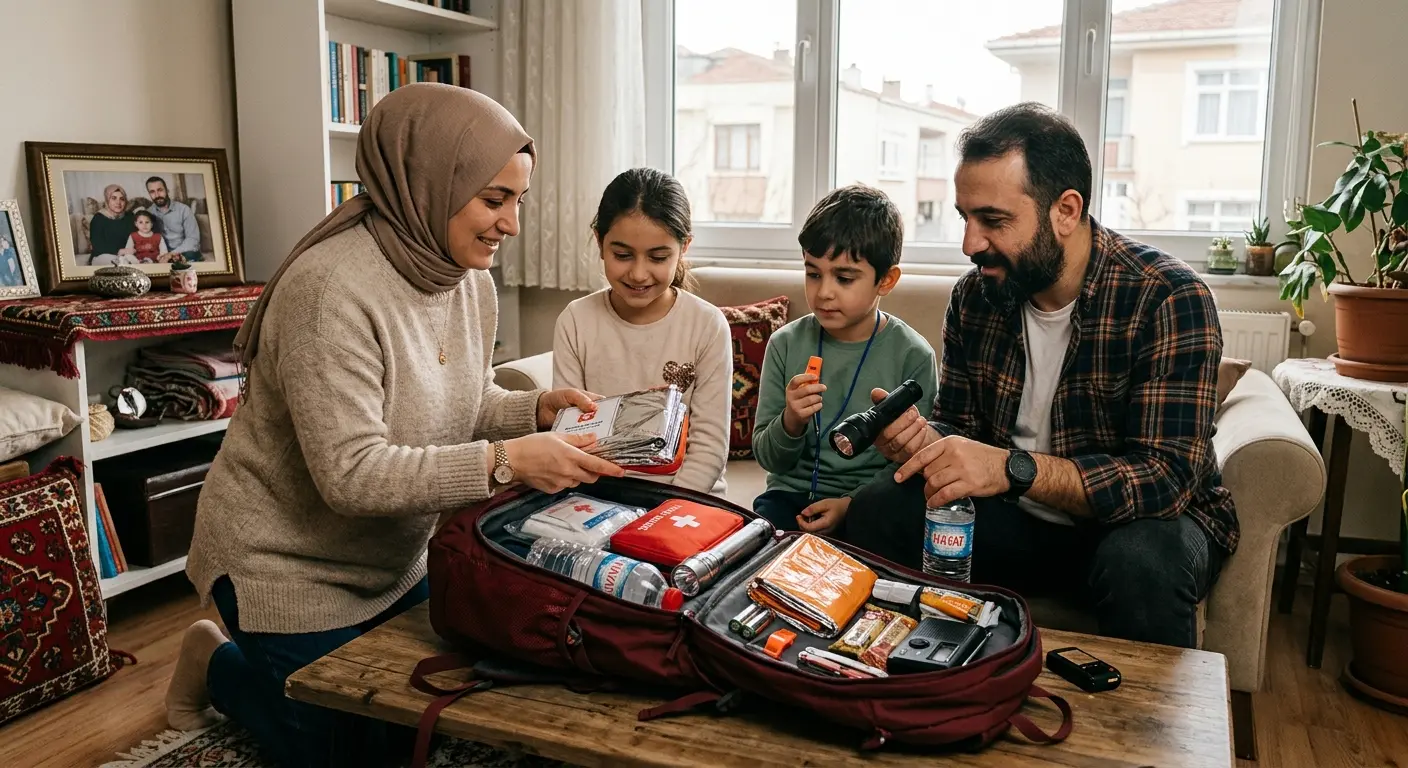 Depreme hazırlık çantası ve acil durum malzemeleri