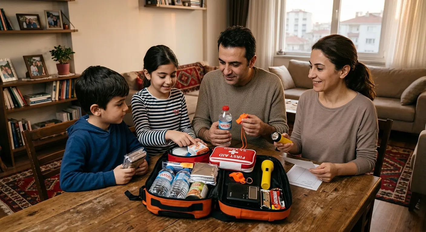 Depreme hazırlık çantası ve acil durum malzemeleri
