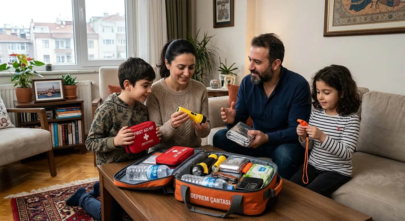 Depreme hazırlık çantası ve acil durum malzemeleri