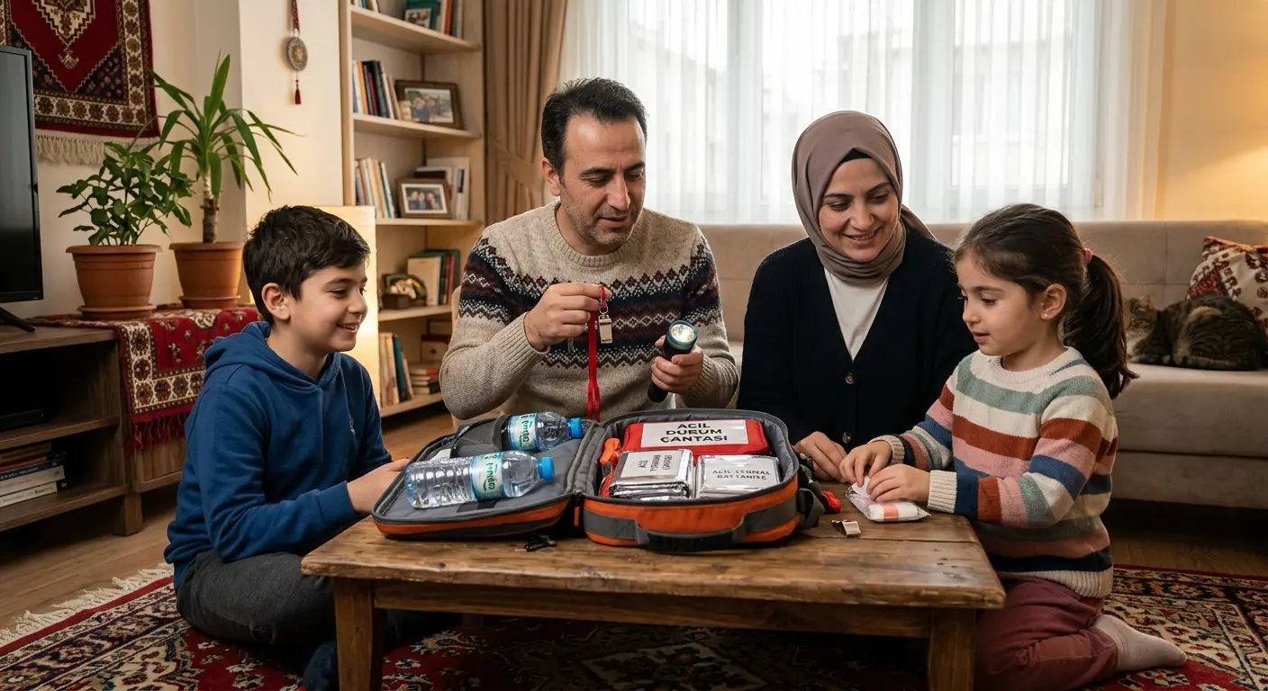 Depreme hazırlık çantası ve acil durum malzemeleri