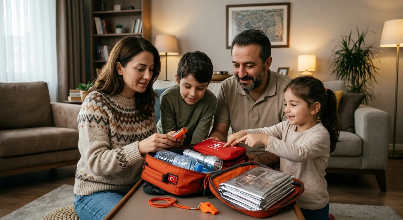 Depreme hazırlık çantası ve acil durum malzemeleri