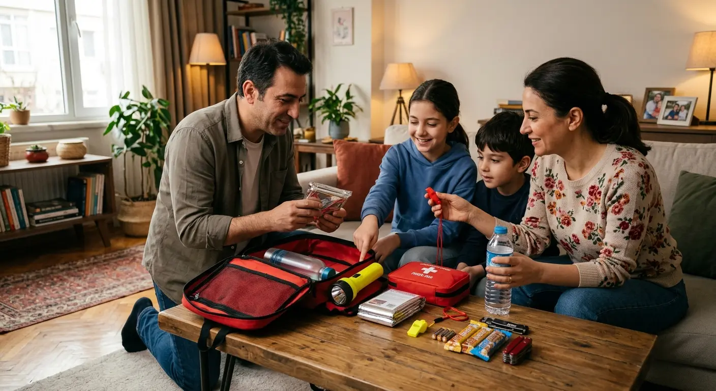 Depreme hazırlık çantası ve acil durum malzemeleri