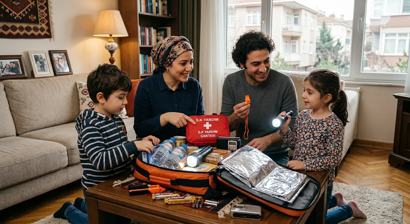 Depreme hazırlık çantası ve acil durum malzemeleri