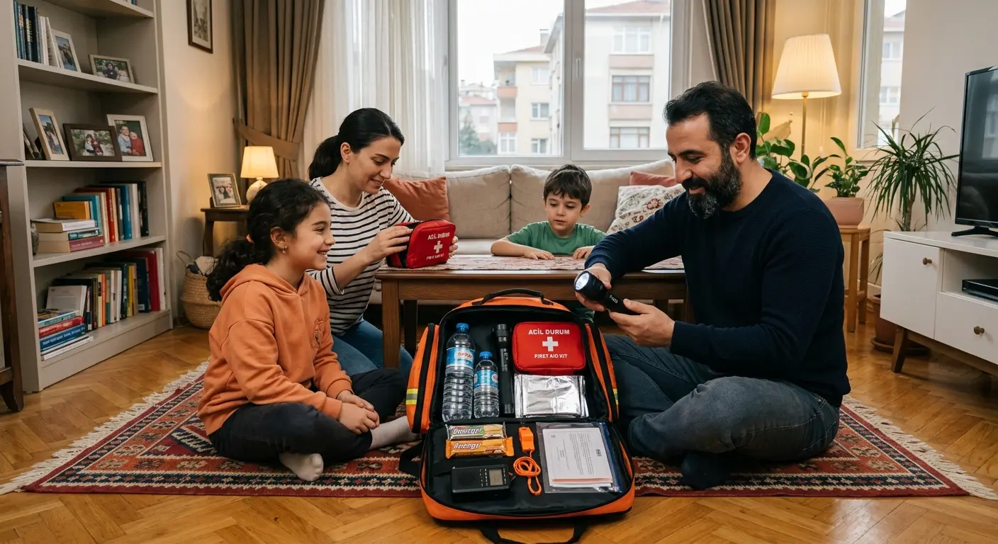 Depreme hazırlık çantası ve acil durum malzemeleri
