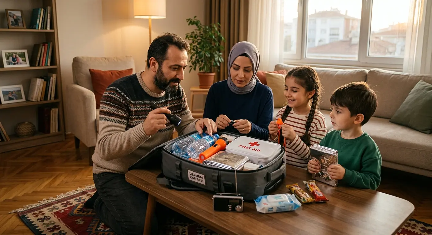 Depreme hazırlık çantası ve acil durum malzemeleri