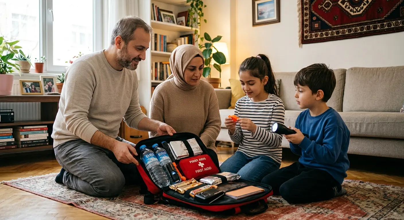 Depreme hazırlık çantası ve acil durum malzemeleri