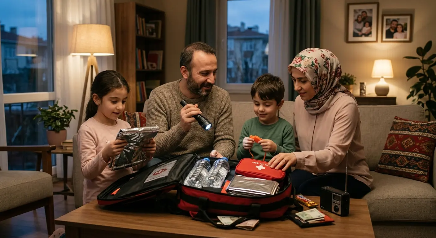 Depreme hazırlık çantası ve acil durum malzemeleri