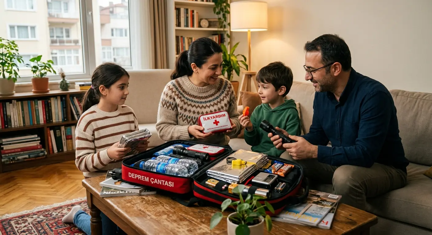 Depreme hazırlık çantası ve acil durum malzemeleri