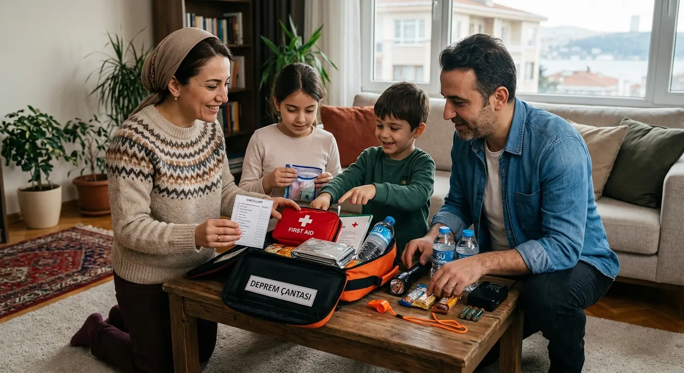 Depreme hazırlık çantası ve acil durum malzemeleri