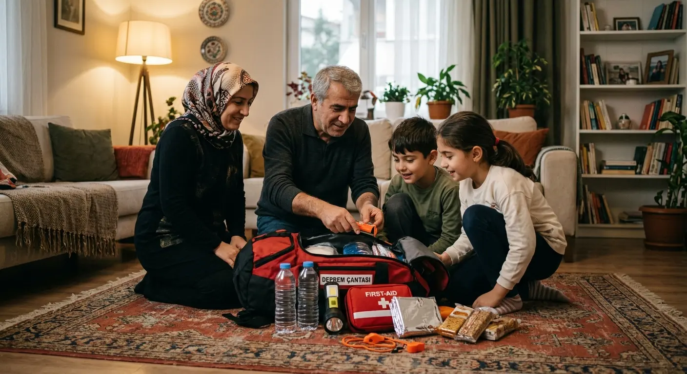 Depreme hazırlık çantası ve acil durum malzemeleri