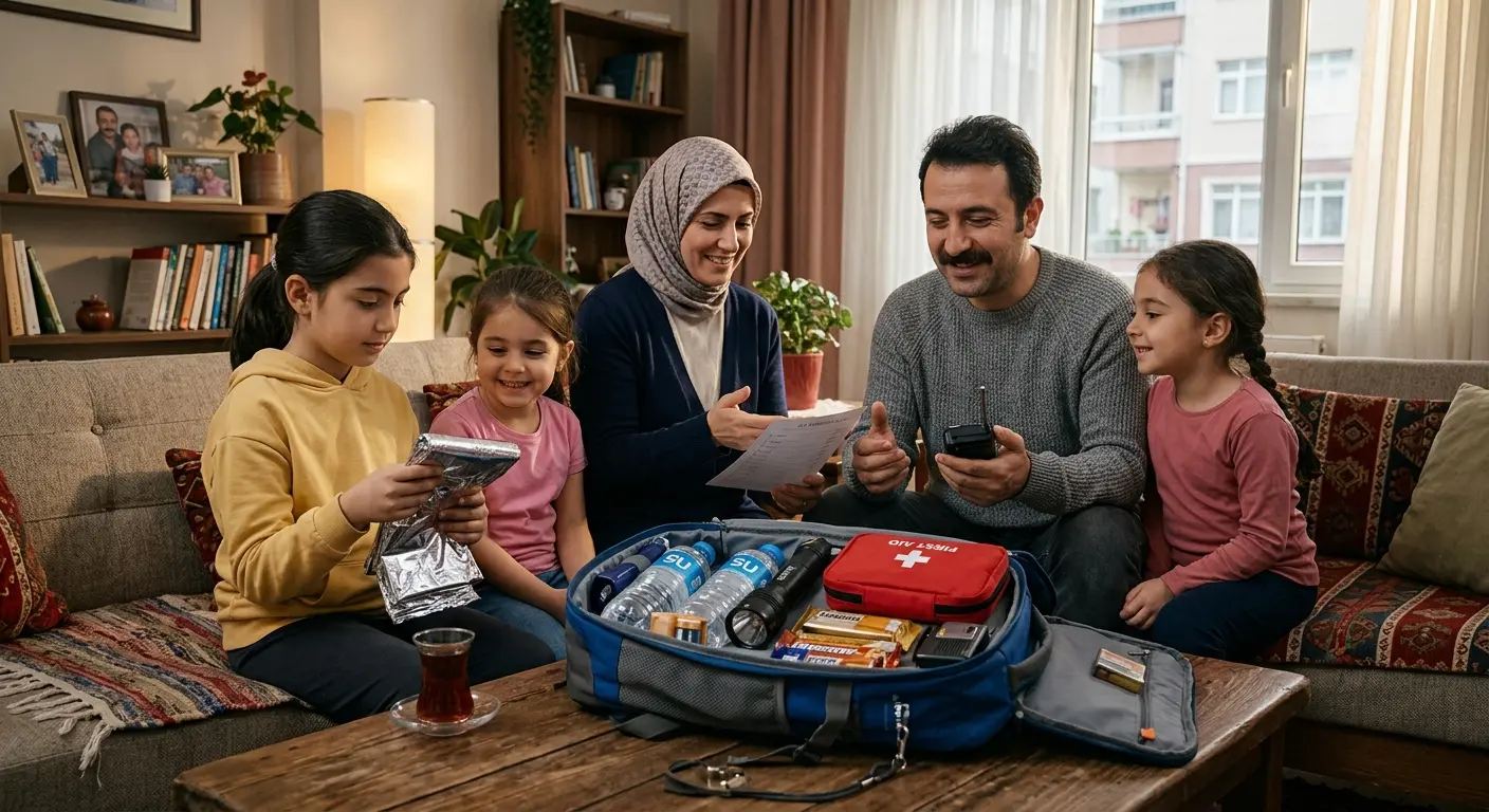 Depreme hazırlık çantası ve acil durum malzemeleri