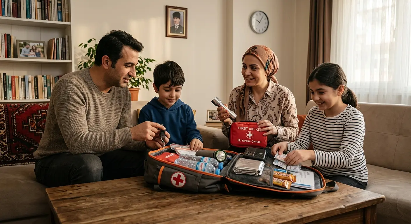 Depreme hazırlık çantası ve acil durum malzemeleri