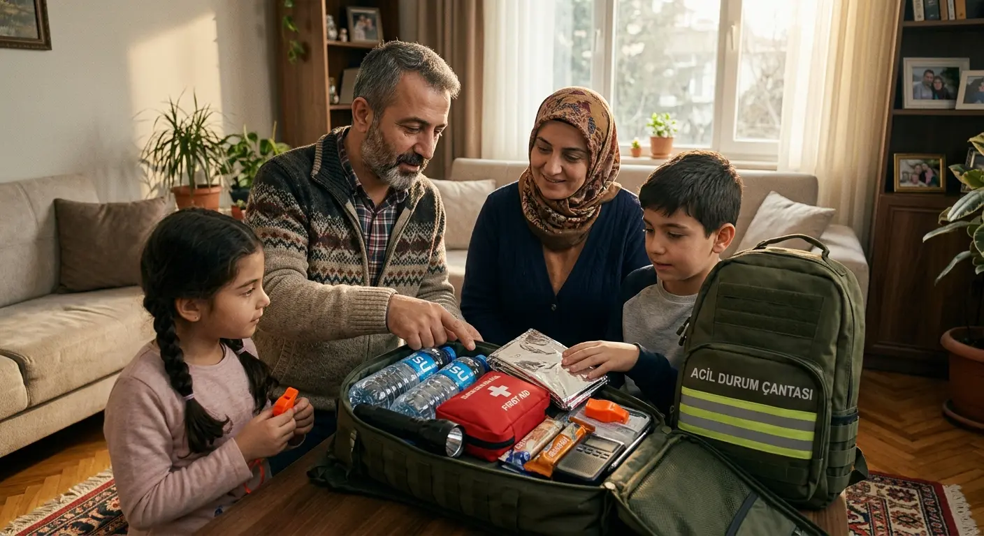 Depreme hazırlık çantası ve acil durum malzemeleri