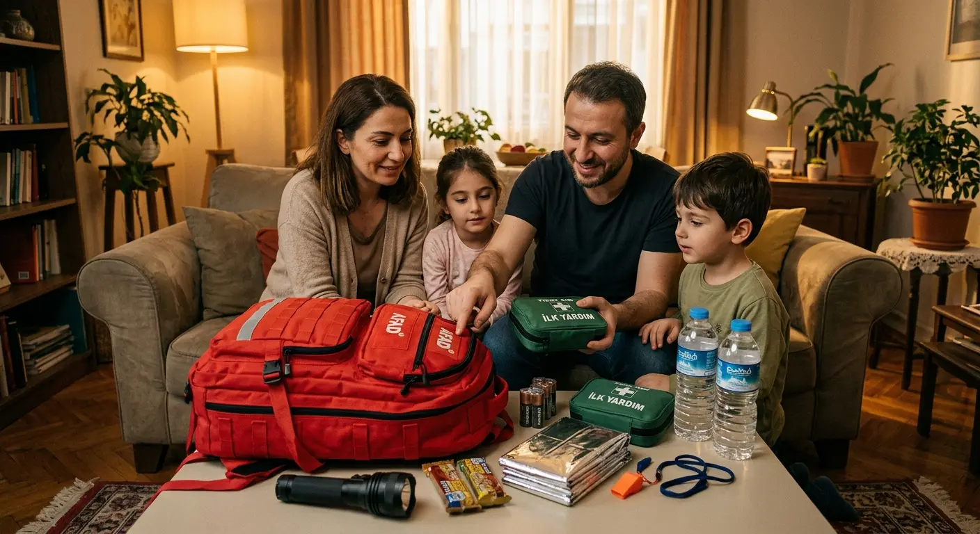 Depreme hazırlık çantası ve acil durum malzemeleri