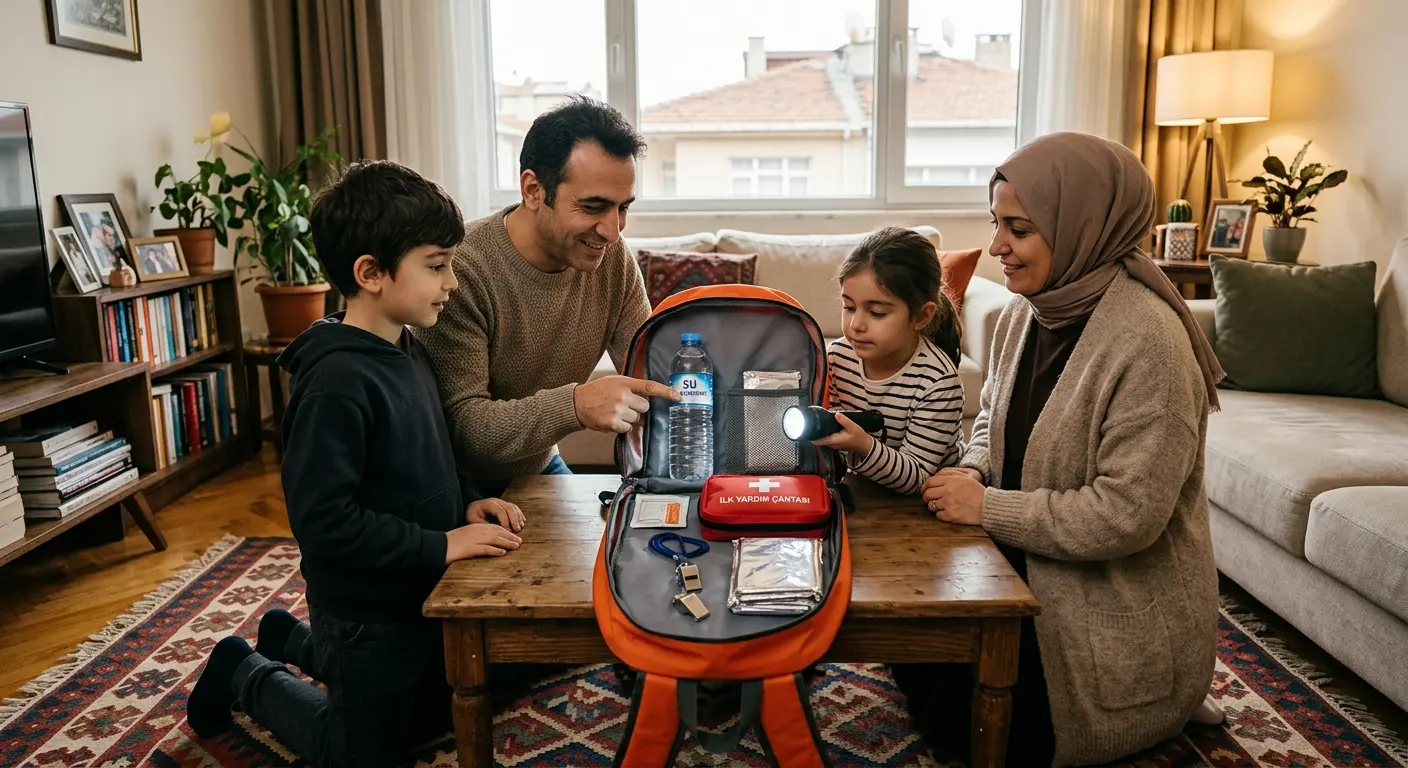 Depreme hazırlık çantası ve acil durum malzemeleri