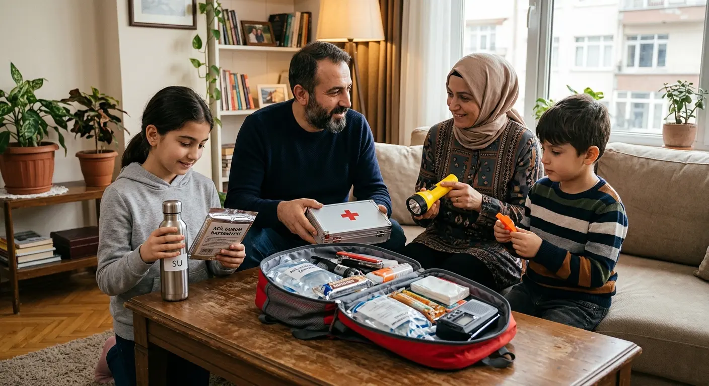 Depreme hazırlık çantası ve acil durum malzemeleri