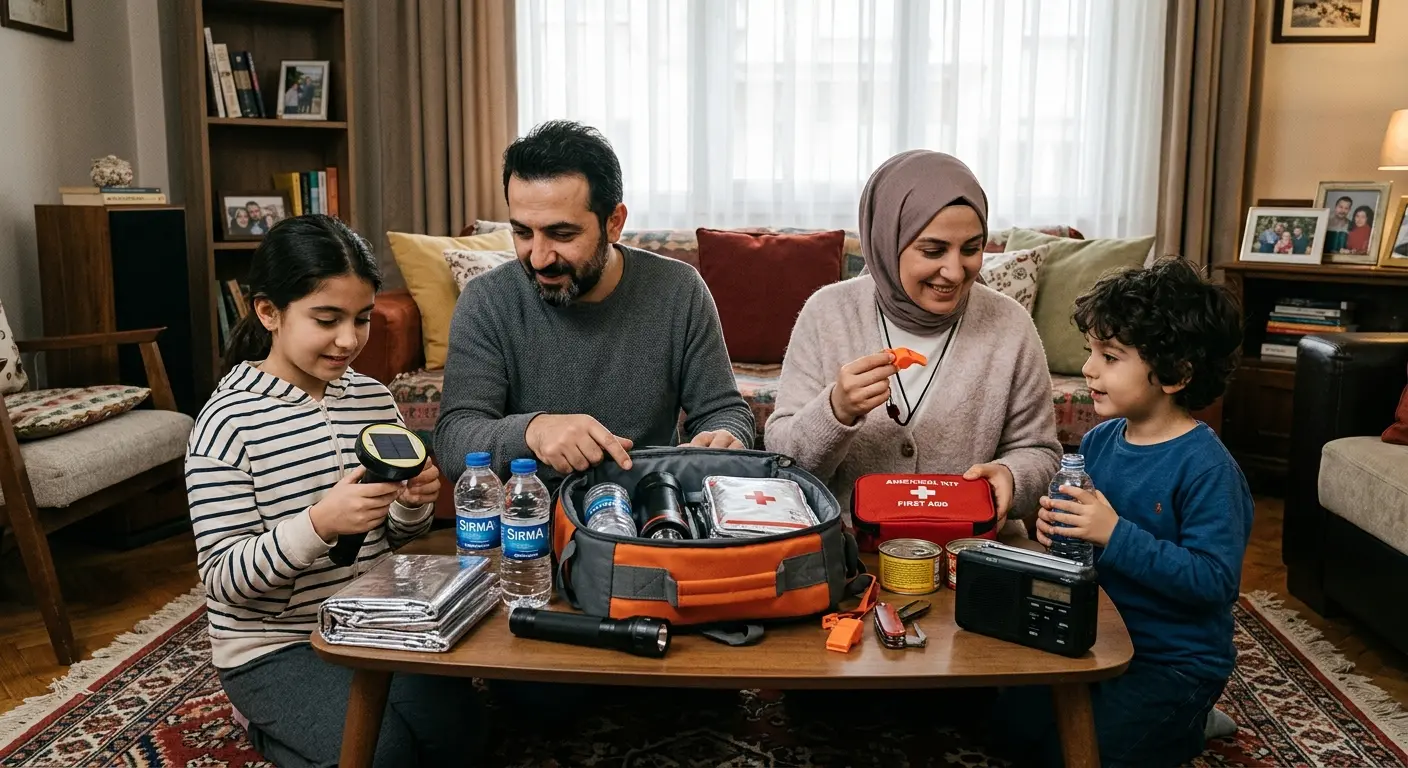 Depreme hazırlık çantası ve acil durum malzemeleri