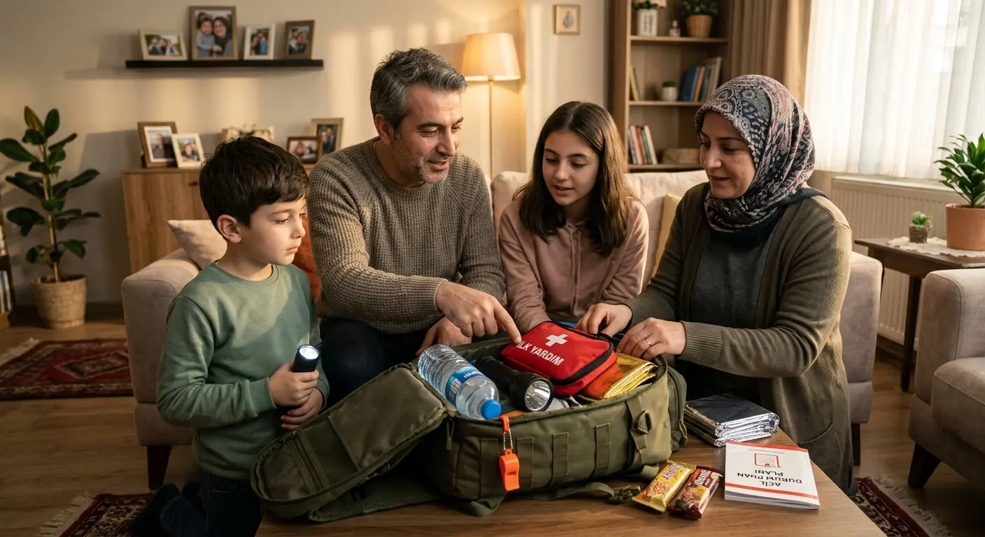 Depreme hazırlık çantası ve acil durum malzemeleri