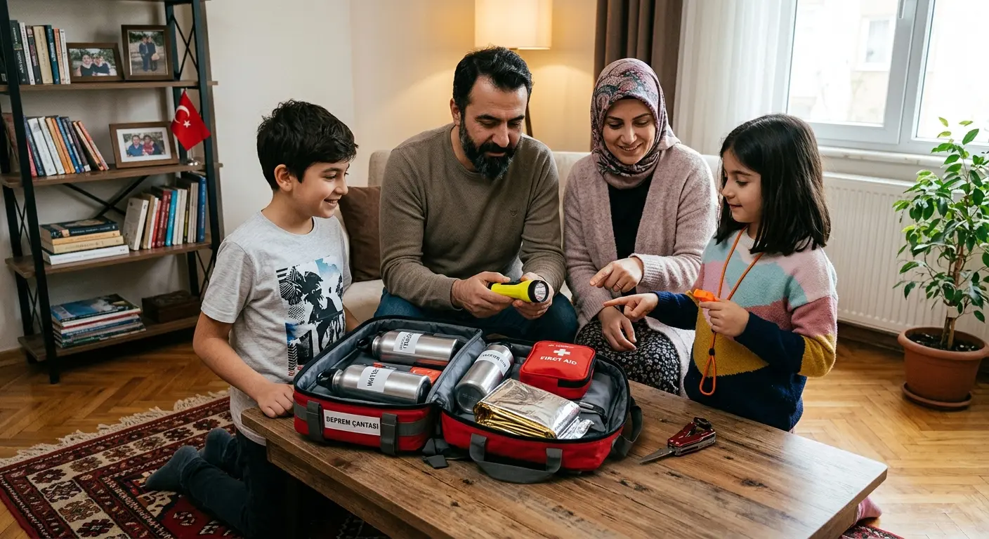 Depreme hazırlık çantası ve acil durum malzemeleri