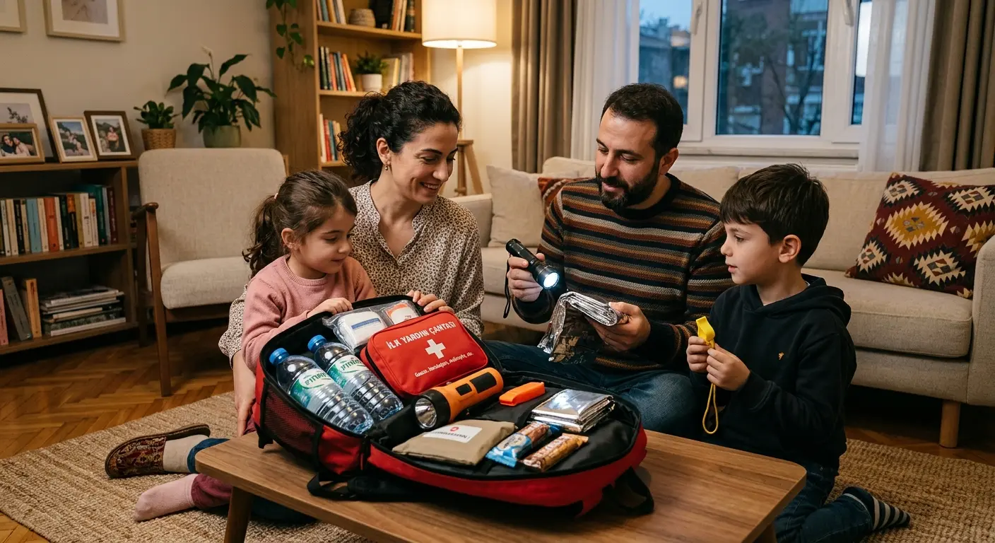 Depreme hazırlık çantası ve acil durum malzemeleri