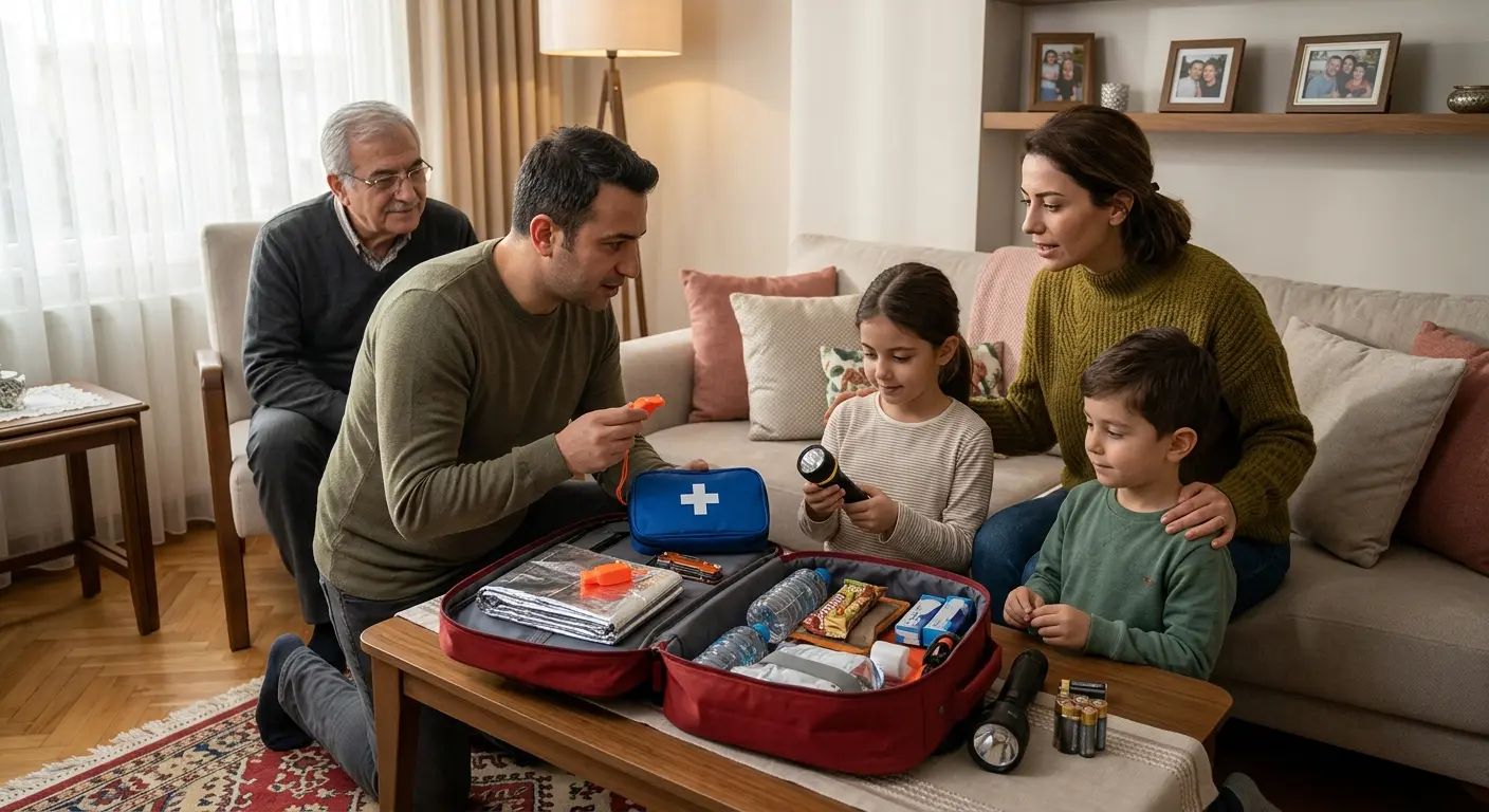 Depreme hazırlık çantası ve acil durum malzemeleri