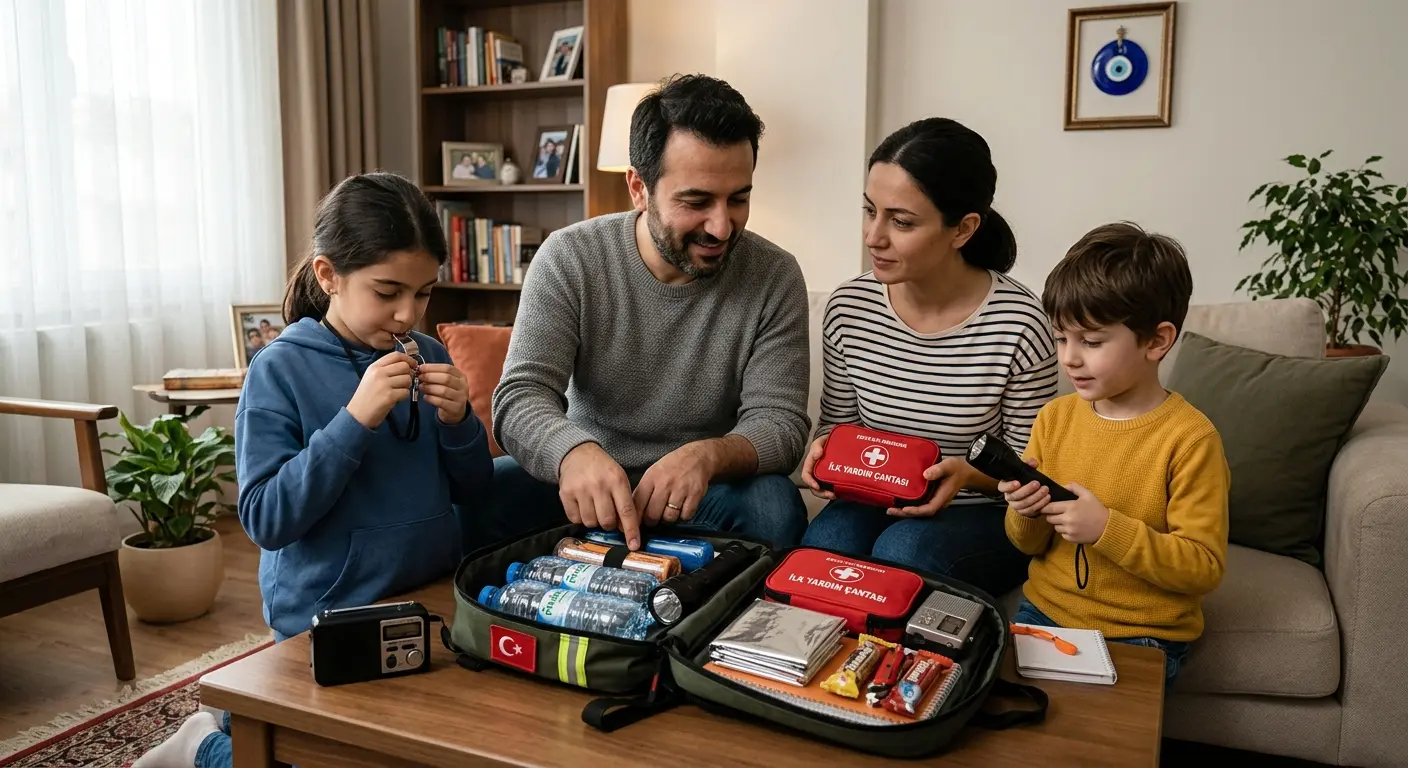 Depreme hazırlık çantası ve acil durum malzemeleri