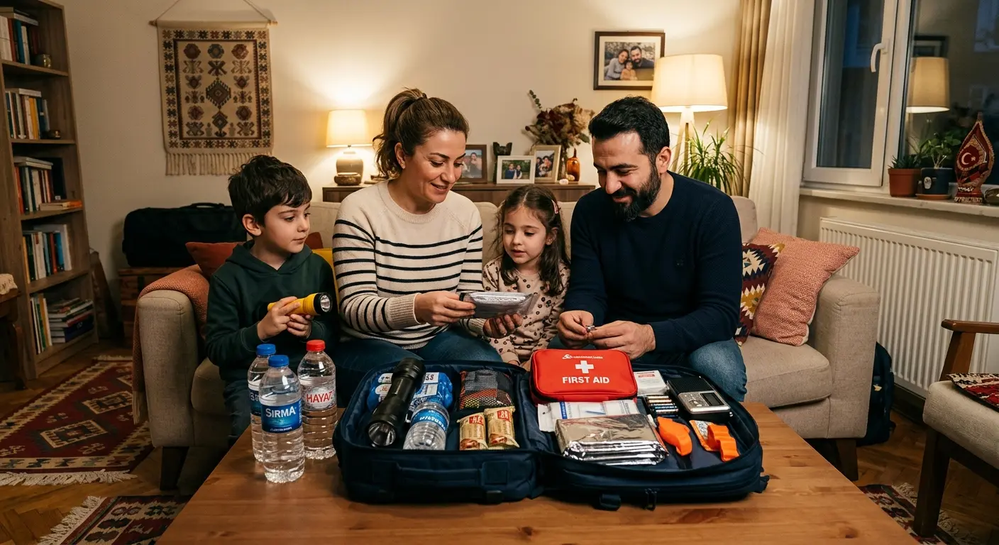 Depreme hazırlık çantası ve acil durum malzemeleri