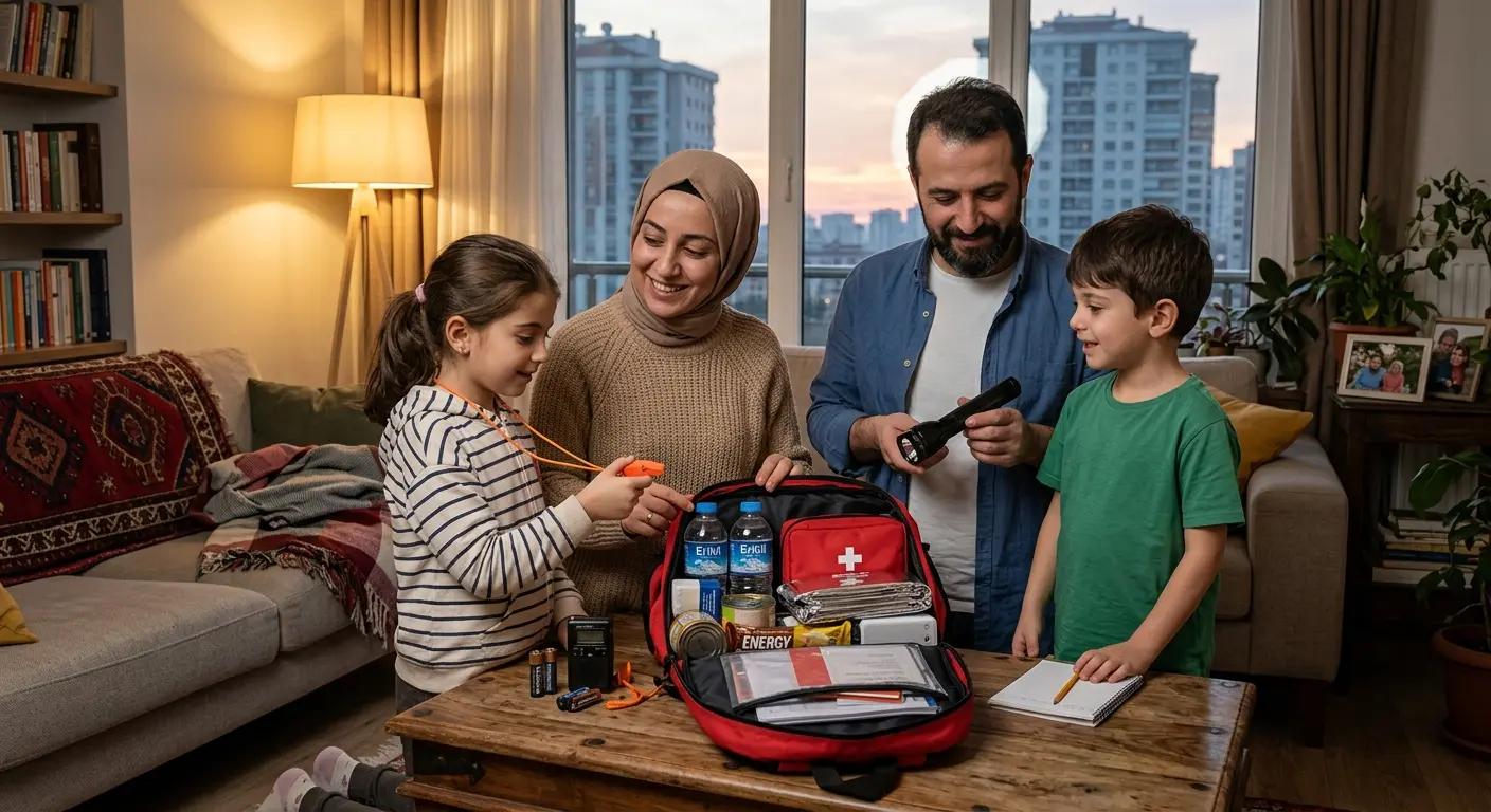 Depreme hazırlık çantası ve acil durum malzemeleri
