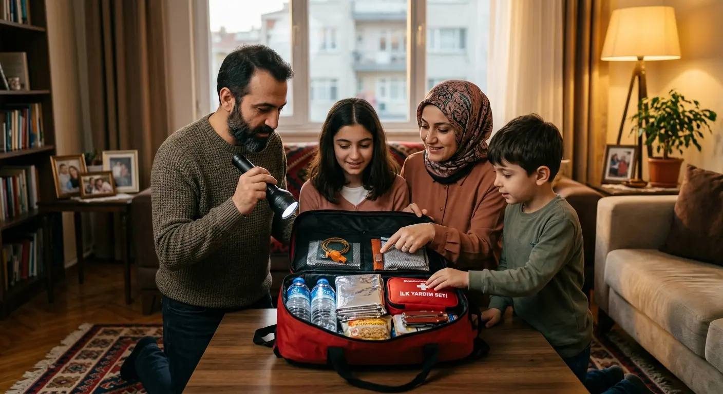 Depreme hazırlık çantası ve acil durum malzemeleri