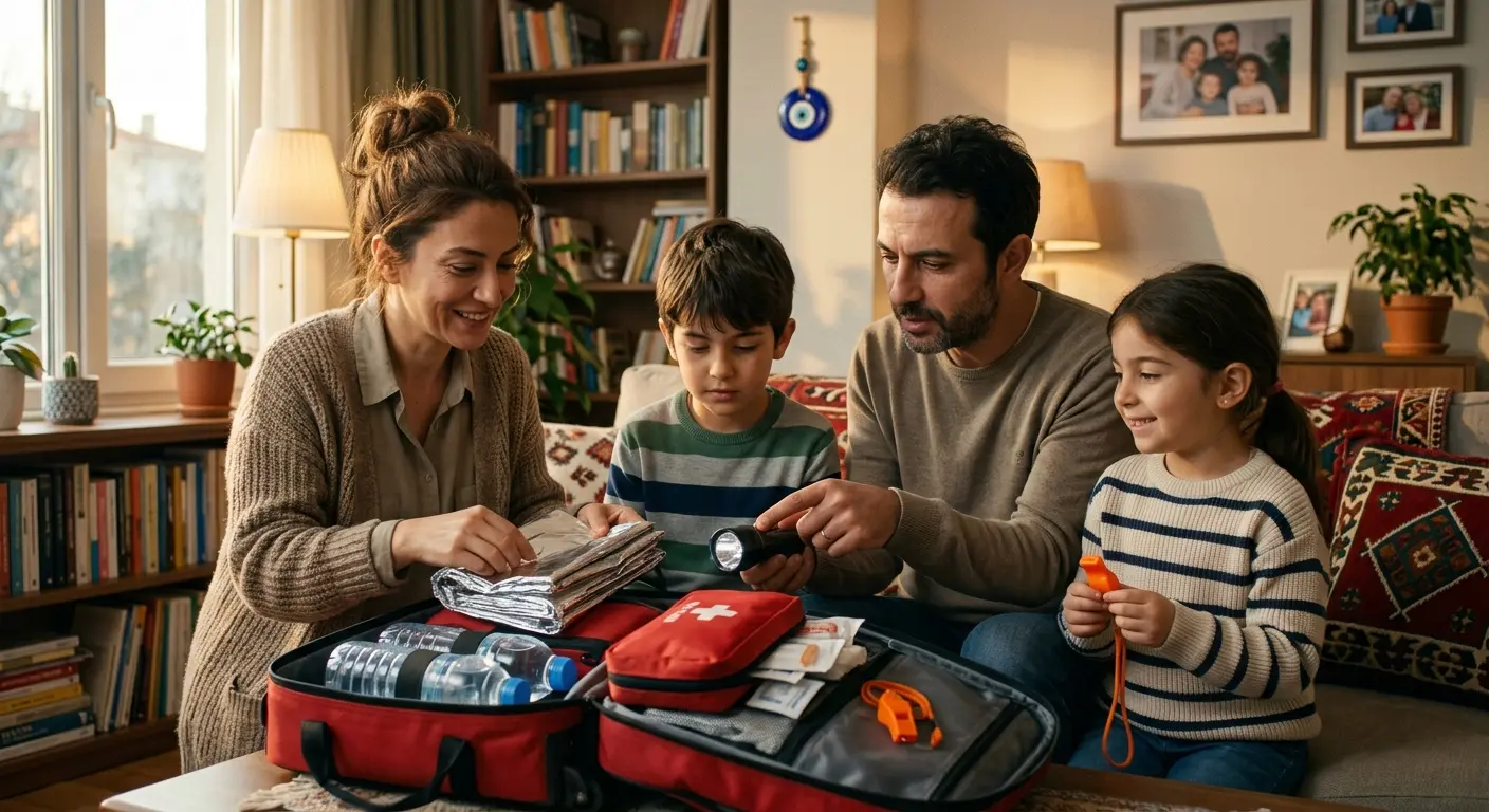 Depreme hazırlık çantası ve acil durum malzemeleri