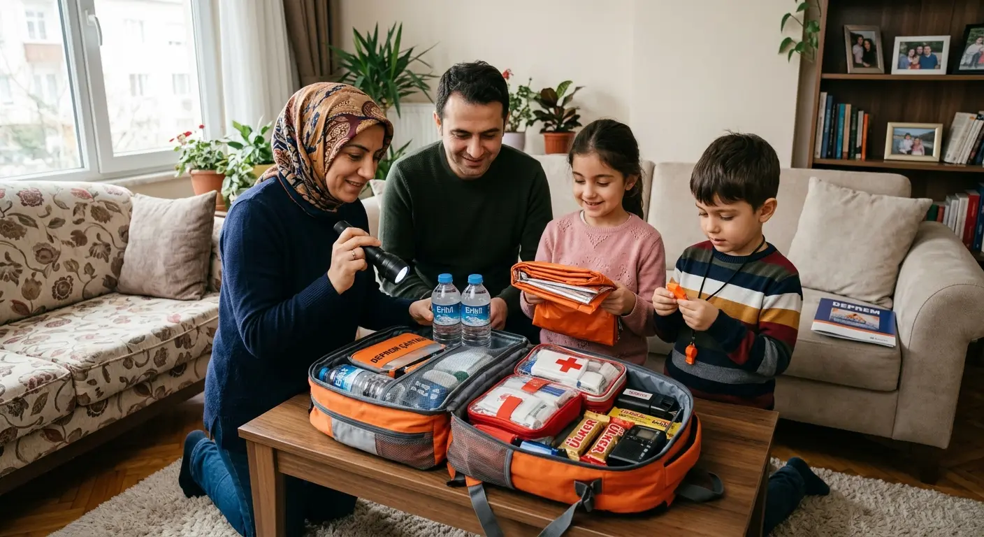Depreme hazırlık çantası ve acil durum malzemeleri
