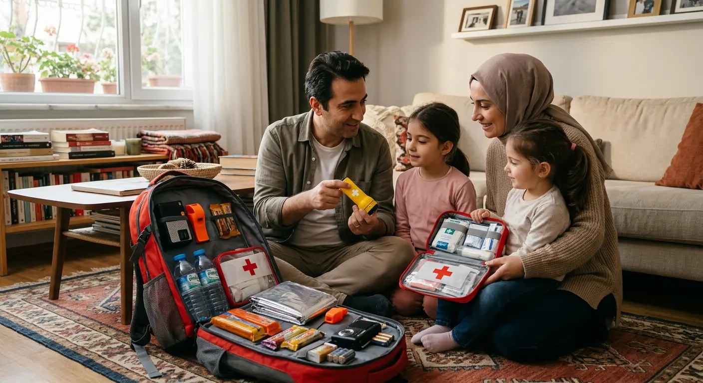 Depreme hazırlık çantası ve acil durum malzemeleri