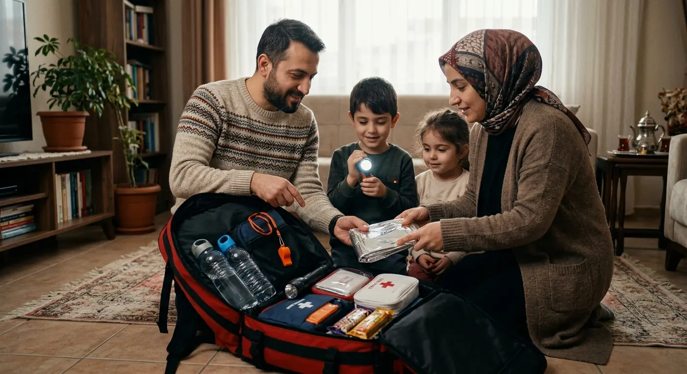 Depreme hazırlık çantası ve acil durum malzemeleri