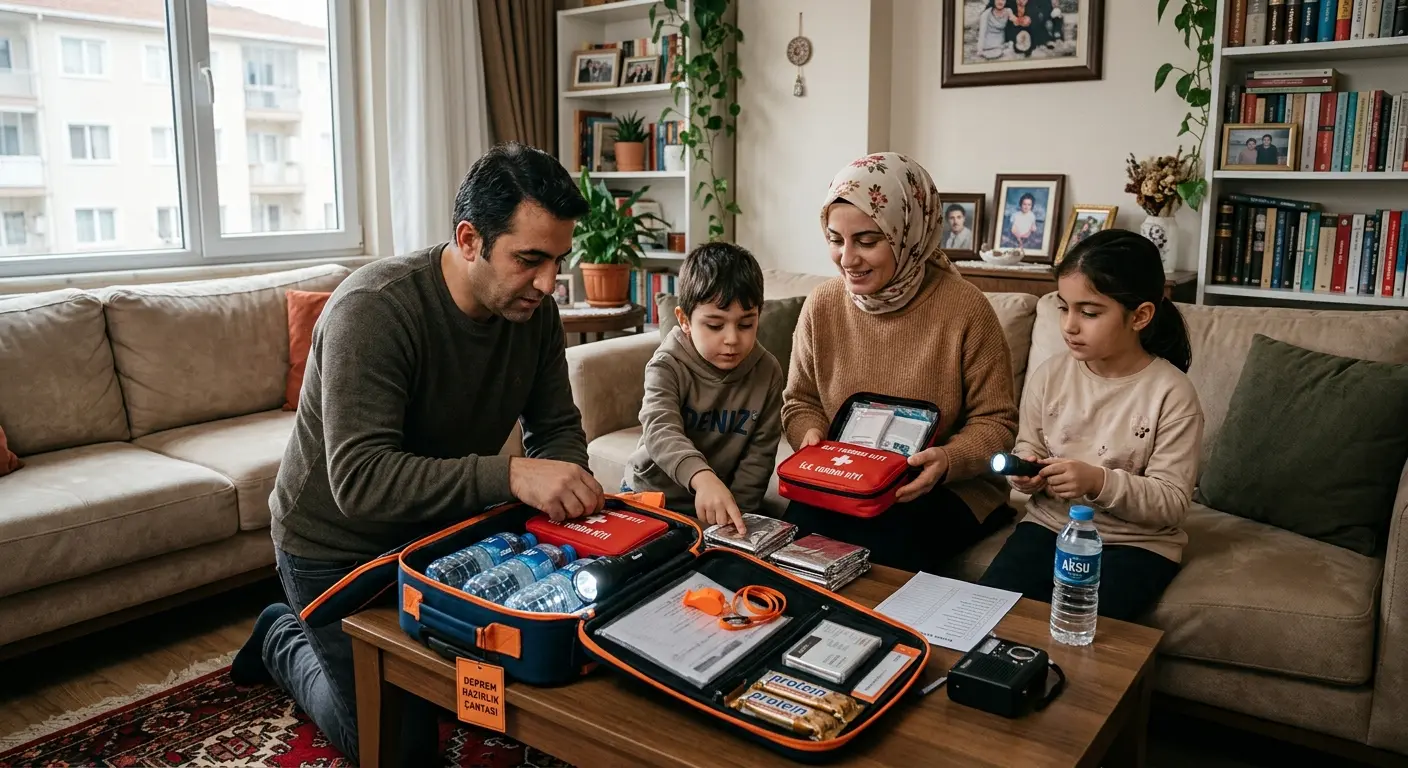 Depreme hazırlık çantası ve acil durum malzemeleri