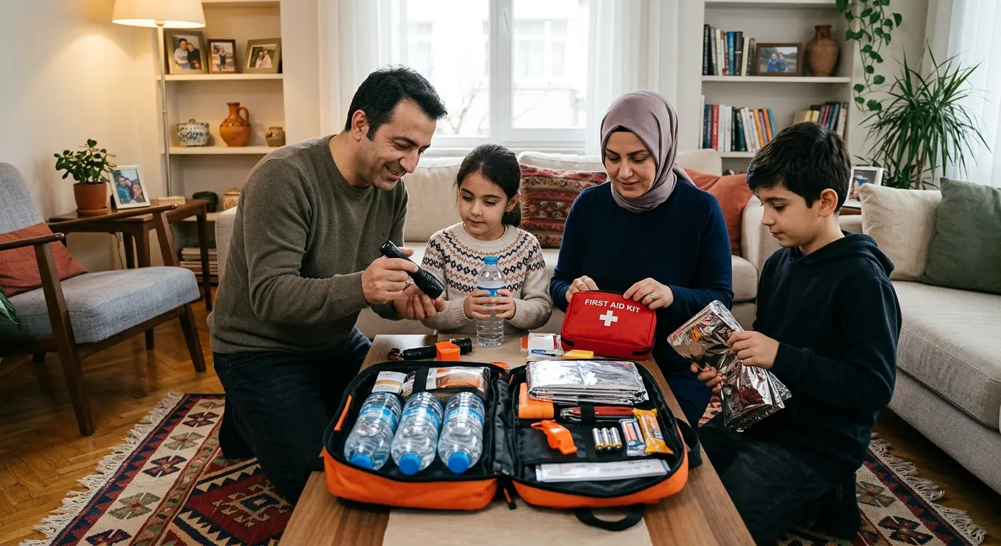 Depreme hazırlık çantası ve acil durum malzemeleri